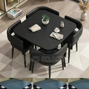 Luxury 4-Seater Marble Top Dining Set (Curved Chairs)