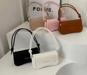 Women's Curved Flap Baguette Shoulder Bag With Knotted Straps