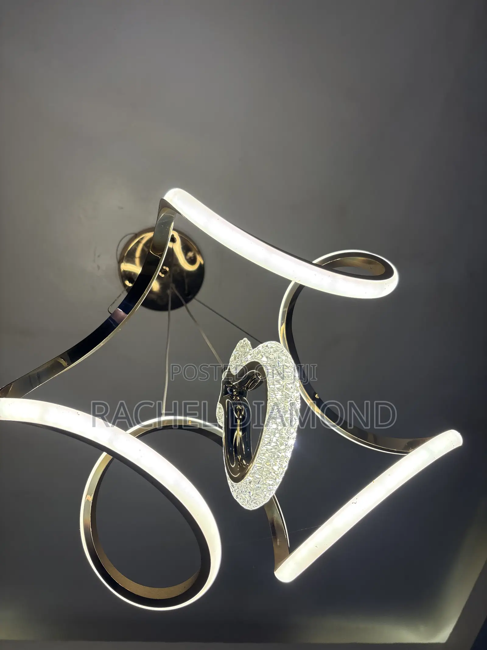 Gold Wave LED Pendant Chandelier”