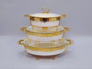 Luxury 3in1 Ceramic Food Warmer Casserole Dish Set .