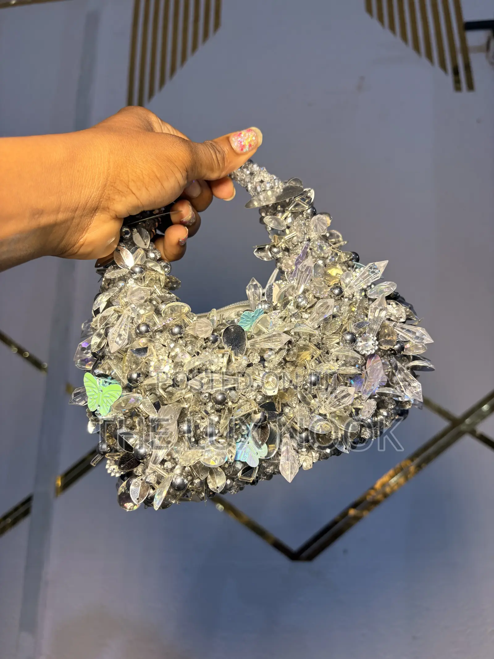 Silver Beaded Bag