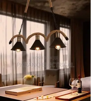 Industrial Rustic Pendant Lights Hemp Rope Indoor Lamp