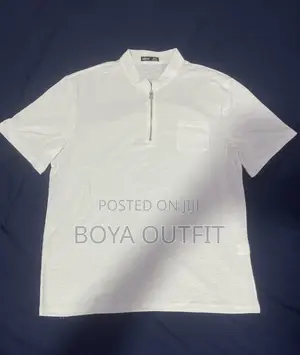 Men Band Collar White Shirt, With a Small Pocket on the Side |XL