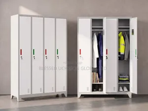 4Door Steel Wardrobe / Metal Staff Locker With Hanging Rails & Shelves