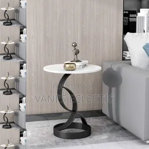 Luxury Modern Nordic Round Side Tables – With Twisted Metal Base