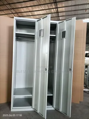 2Door Steel Wardrobe / Metal Staff Locker With Hanging Rails & Shelves