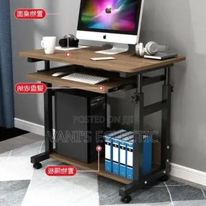 Adjustable Mobile Laptop Desk With Storage Shelves (80cm)