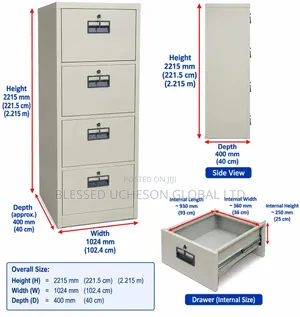 Heavy Duty Separate Key 4-Drawer Steel Filing Cabinet