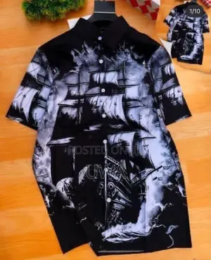 Men's Distressed Vintage Graphic Button-Down Shirt Set