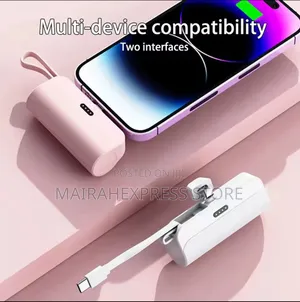 2in1 Portable Capsule Power Bank 5000mAh With Self-Contained Cable