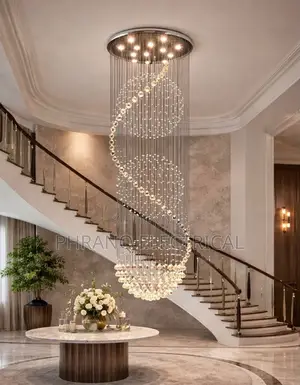 600mm Crystal Chandelier Modern Spectacular LED Spiral Ball Raindrop