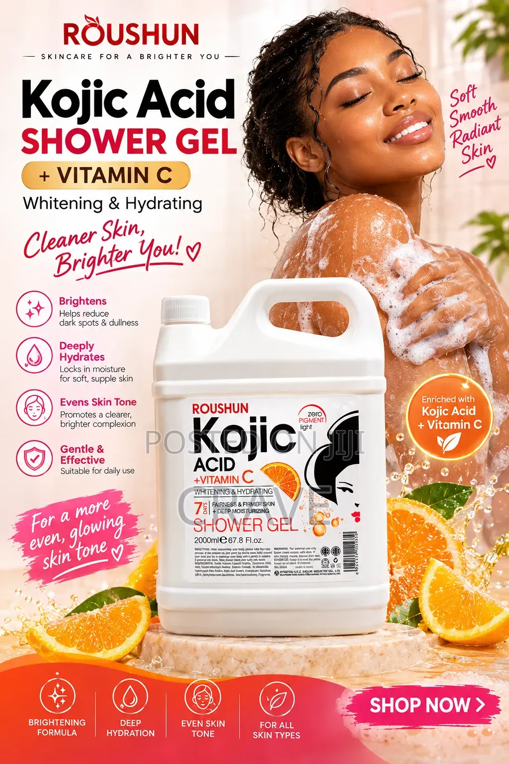 Roushun Kojic Acid + Vitamin C Shower Gel – 2000ml