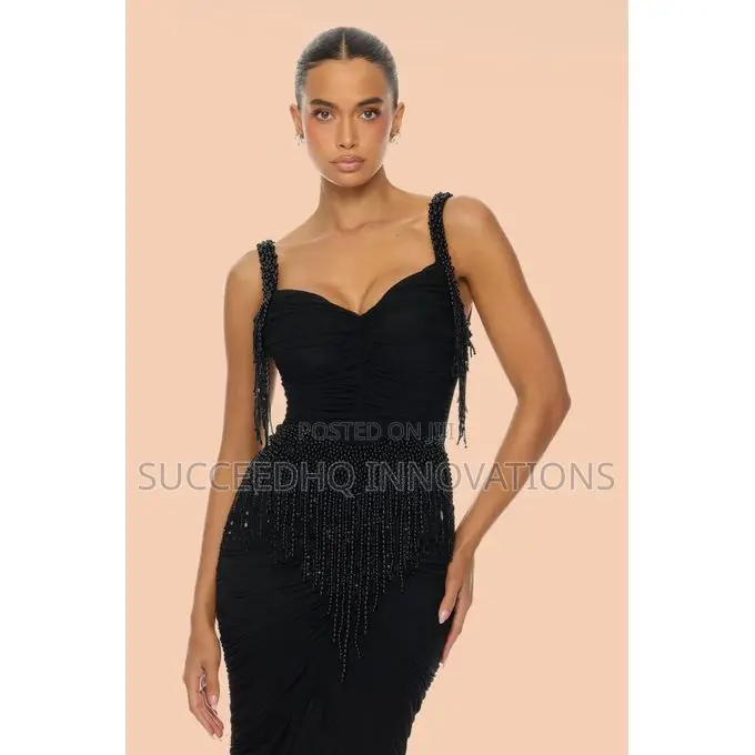 Davina Pearl Ruched Mesh Gown