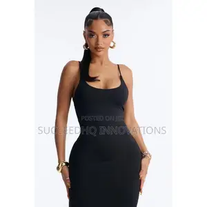 Contour Double Lined Scoop Neck Spaghetti Strap Maxi Dress