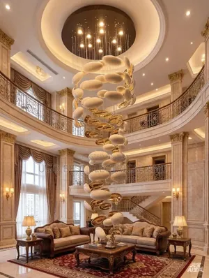 Luxury Flush Lighting Chandalier Staircase Led Bulbs With Remote