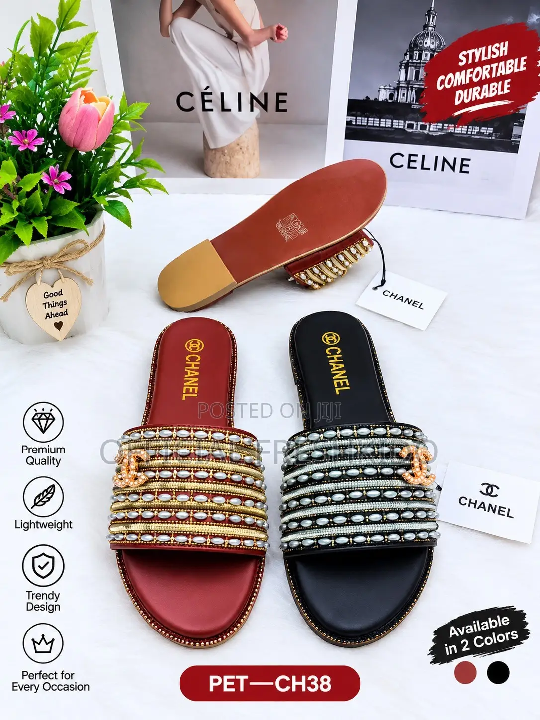 Women’s Luxury Beaded Slide Sandals – 2 Colours