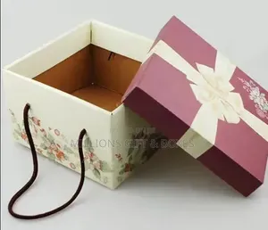 Wooden Boxes Golden Color With Ribbons and Rope