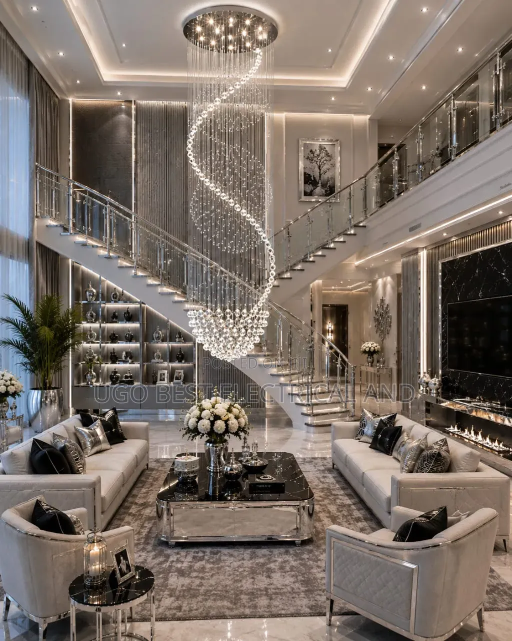 Luxury Flush Lighting Chandalier 800mm Led Bulb 3colour Changing