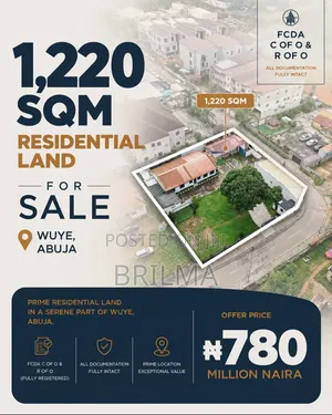1,220 SQM of Residential Land in Wuye Main for Sale