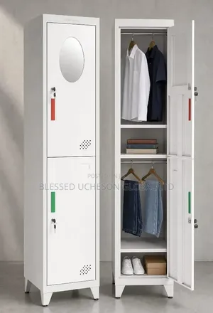 Heavy Duty 2-Door Metal Wardrobe With Hanging Rails & Shelves