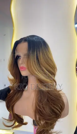 Full Frontal Layered Feathers Dark Root Gold Nd Brown (HQ Hair Blend)