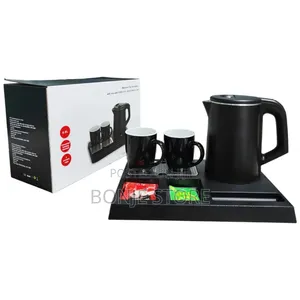 Tray Electric Stainless Kettle Set, Kettle + 2 Ceramic Cups + ABS Tray