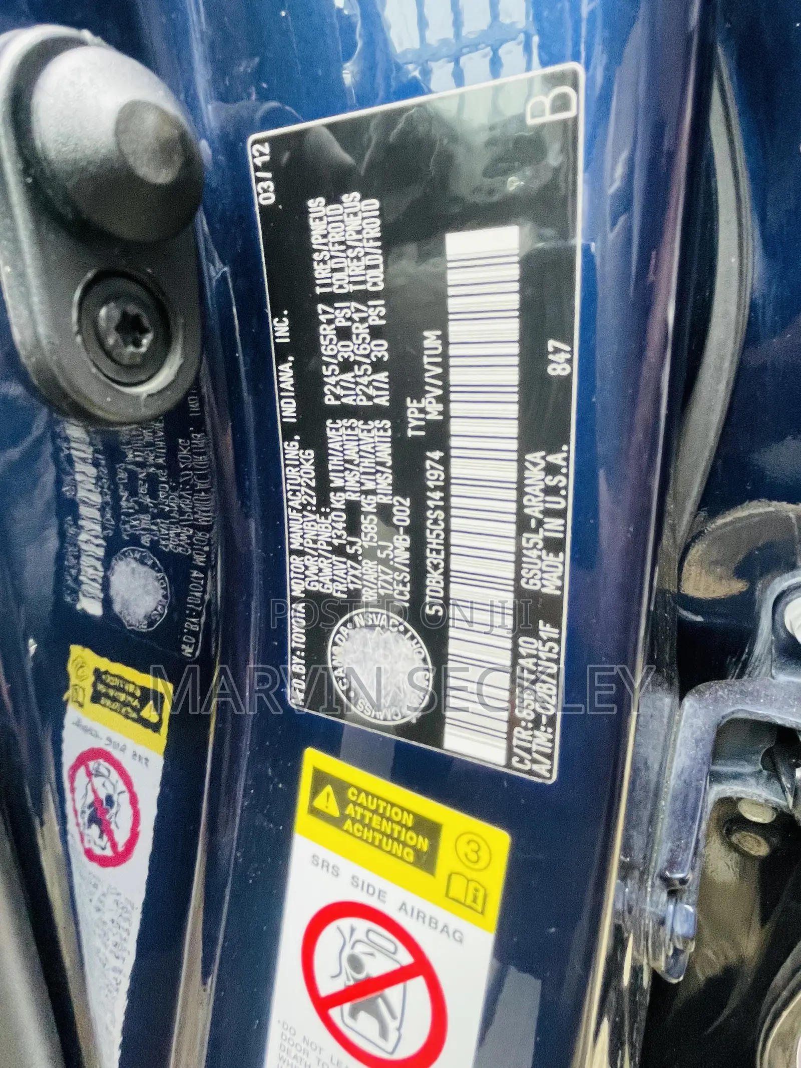 Toyota Highlander 2012 Blue