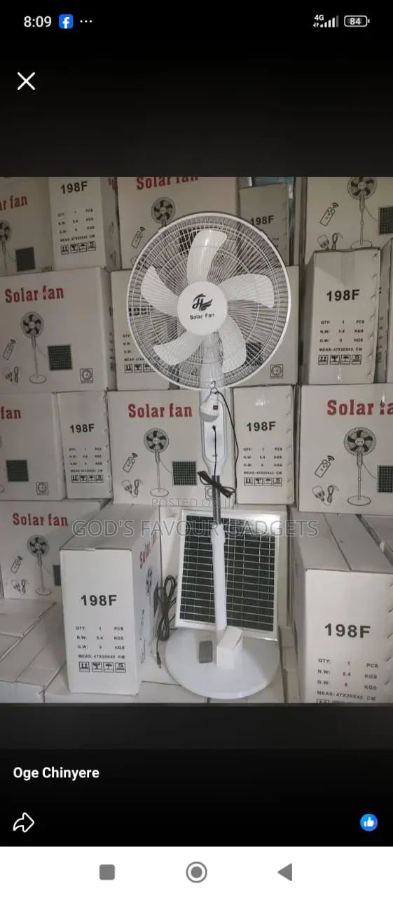 Solar Rechargeable Fan