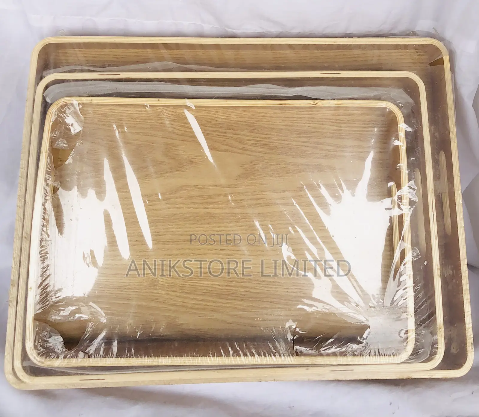 3pcs Rectangular Wooden Tray