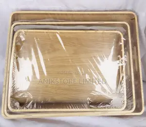 3pcs Rectangular Wooden Tray