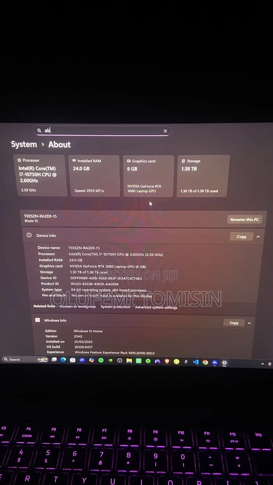 Laptop Razer Blade 24GB Intel Core i7 SSD 512GB