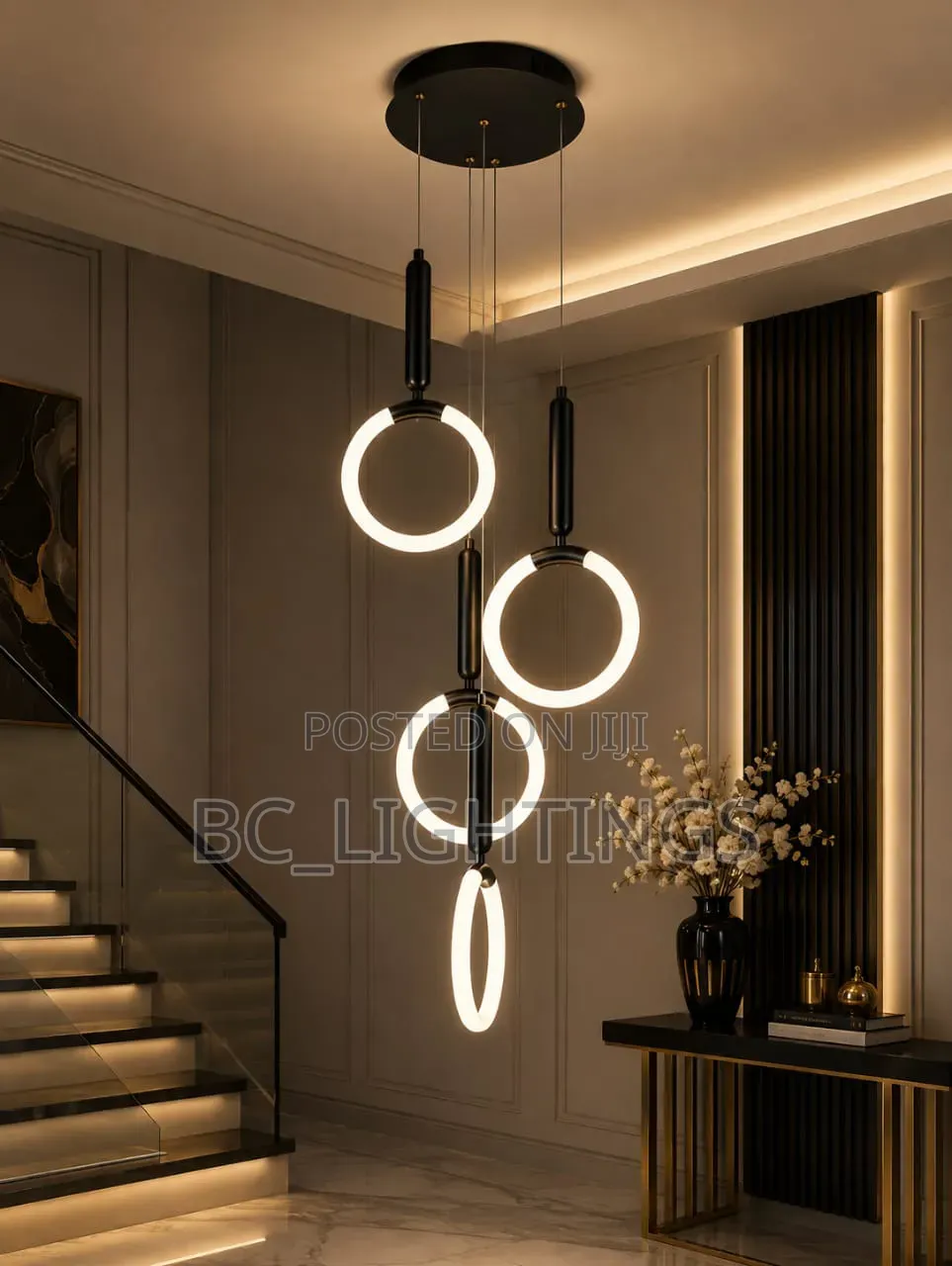 Modern Led Luxury Ring Chandelier Dining Table Hanging Lights Fixtures