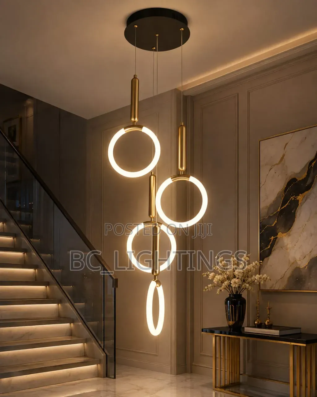 Modern Led Luxury Ring Chandelier Dining Table Hanging Lights Fixtures