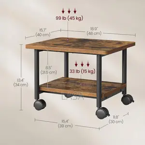 Mobile Printer Stand With Storage Shelf Locking Wheels