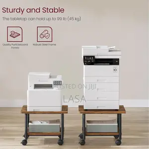 Mobile Printer Stand With Storage Shelf Locking Wheels