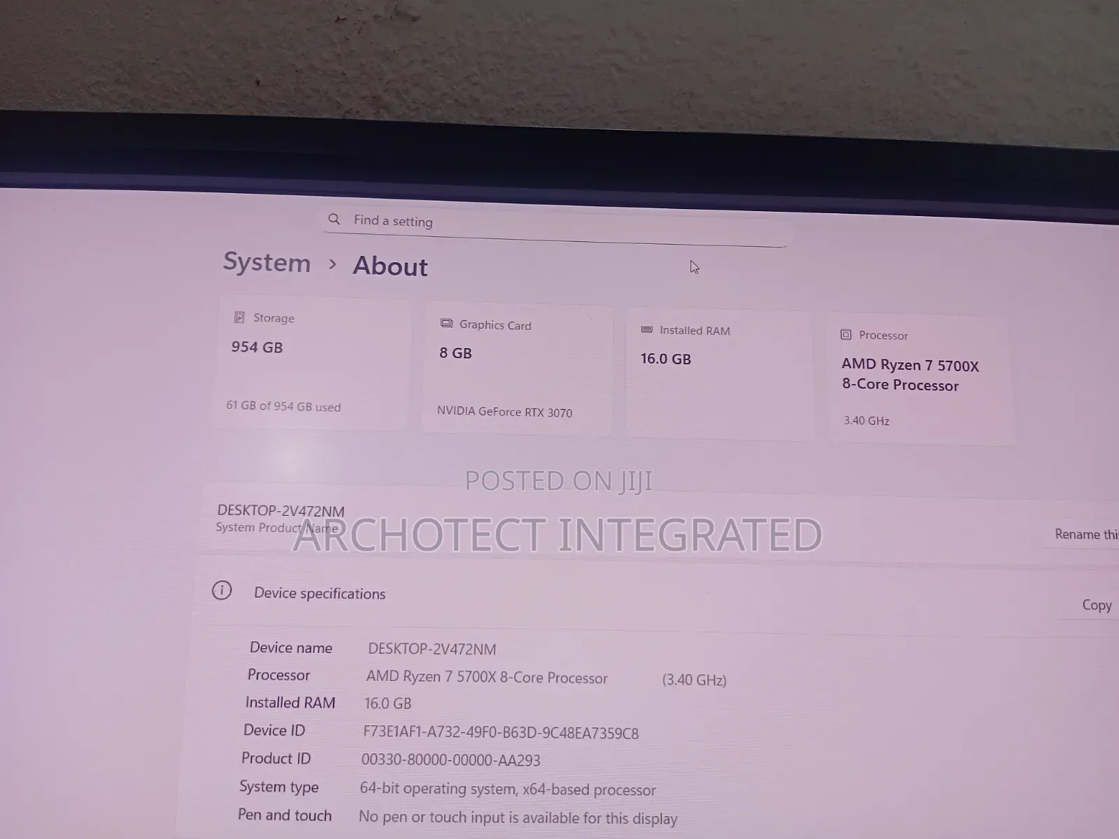 New Desktop Computer 16GB AMD Ryzen 7 SSD 1T