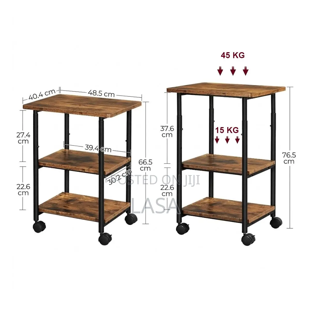 Mobile Printer Stand With Storage Shelf Locking Wheels