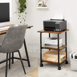 Mobile Printer Stand With Storage Shelf Locking Wheels