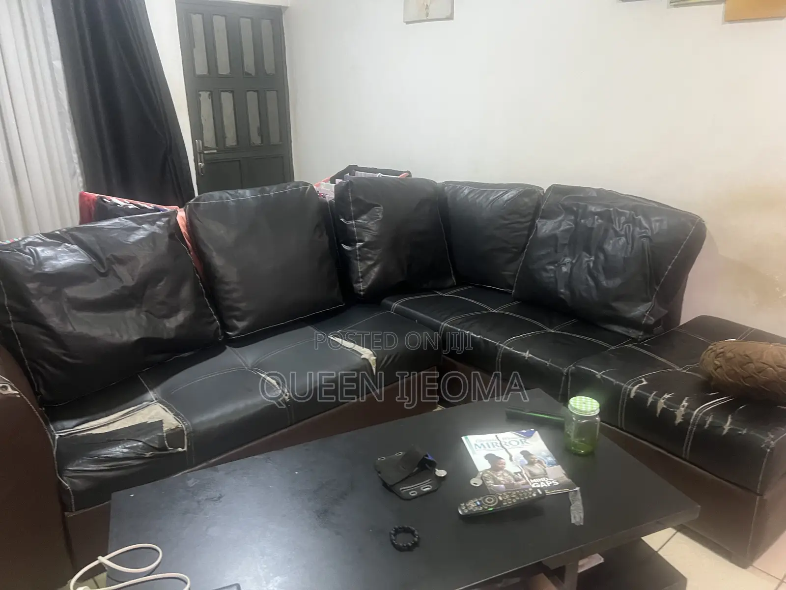 Preowned Black L-Shape Sofa