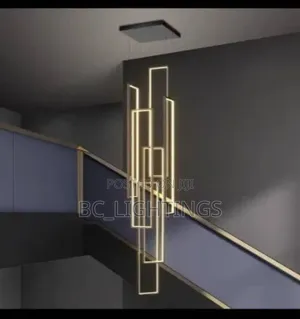 Nordic Luxury Geometric LED Chandelier Staircase Duplex Creative Light