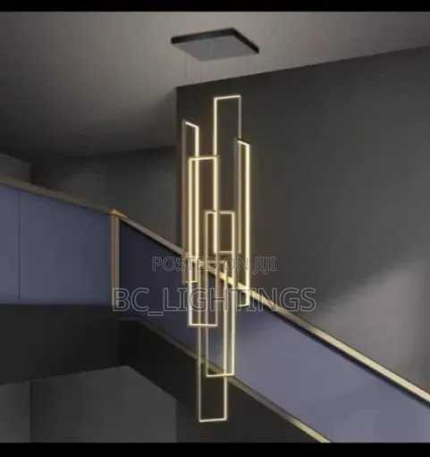 Nordic Luxury Geometric LED Chandelier Staircase Duplex Creative Light