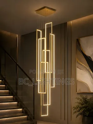 Nordic Luxury Geometric LED Chandelier Staircase Duplex Creative Light