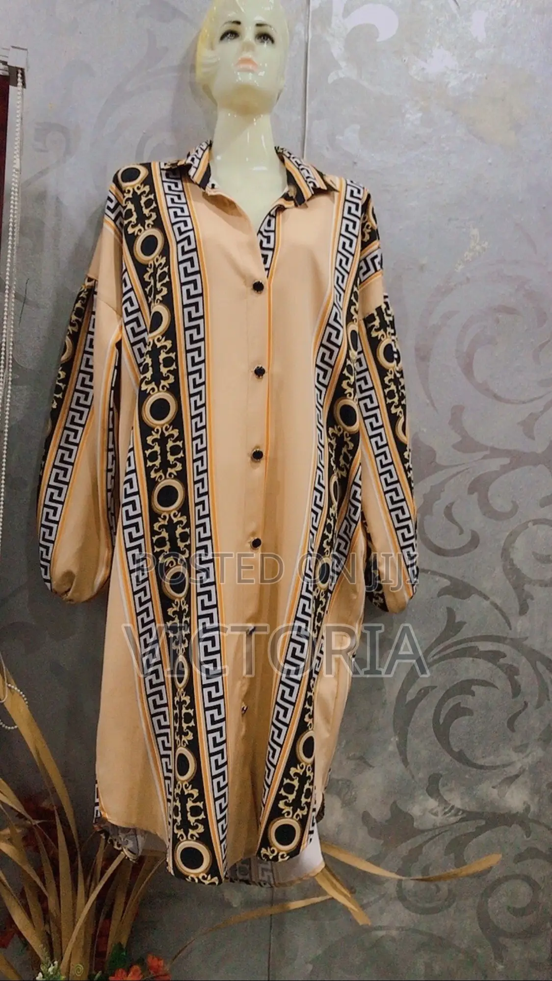 Long Balloon Sleeve Shirt Dress
