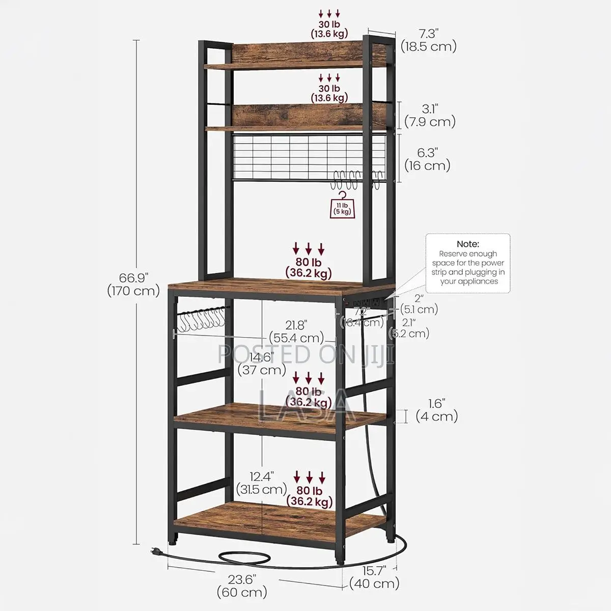 Kitchen Storage Rack With Power Outlet Coffee Bar Microwave Stand