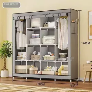 12-Compartment 4-Door Multifunctional Strong Dustproof Fabric Wardrobe