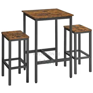 Bar Table and Chairs Set Square Table With 2 Stools Space Saving