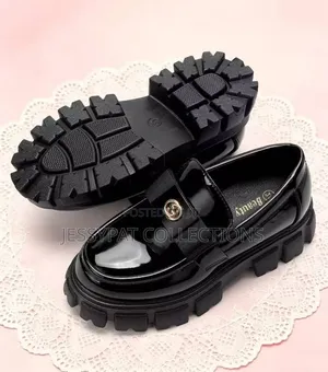Kids Black Chunky Buckle Loafers – Children’s Casual Slip-on Shoes
