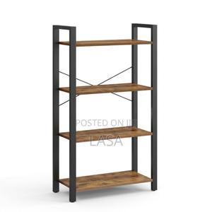 4-Tier Industrial Bookcase - Home, Office, Living Room & Kitchen – Wood
