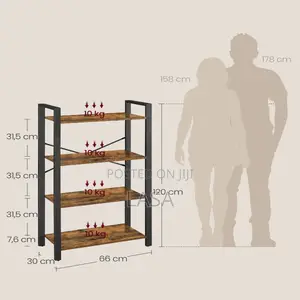4-Tier Industrial Bookcase
