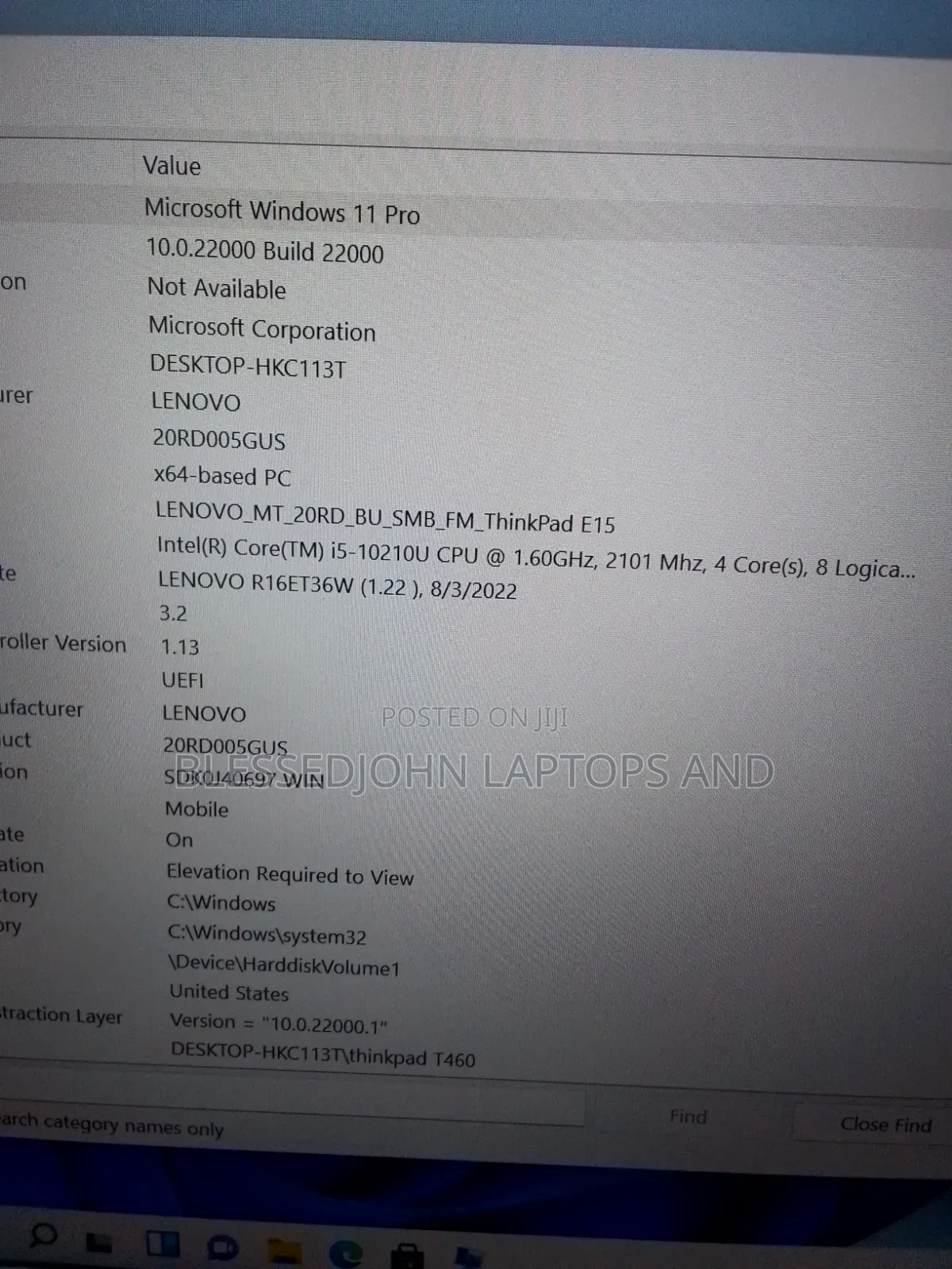 Laptop Lenovo ThinkPad E15 8GB Intel Core i5 SSD 256GB